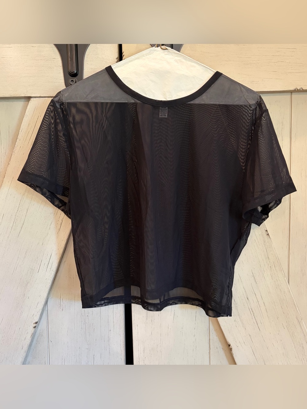 PINK Victoria's Secret Black Mesh Crop Tee Size XXL